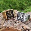 Wholesale Ring Stainless Steel Retro Punk Style Square Dragon Slaying Totem Apply Oil Unisex