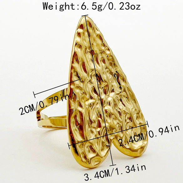 Wholesale Ring Stainless Steel Retro Trendy Fivepointed Star Heartshaped Hollow Flower Design Electroplated