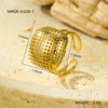 Wholesale Ring Stainless Steel Square Hollow Grid Texture Light Luxury Electroplated