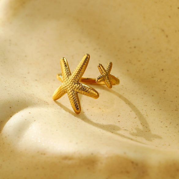 Wholesale Ring Stainless Steel Starfish Fashionable Electroplating Nonfading Highend