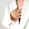 Wholesale Ring Stainless Steel Tiger's Eye Geometric Style Electroplated Unisex Jewelry