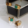 Wholesale Ring Stainless Steel Tiger's Eye Geometric Style Electroplated Unisex Jewelry