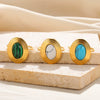 Wholesale Ring Stainless Steel Turquoise Inlaid Geometric Retro Unisex Women