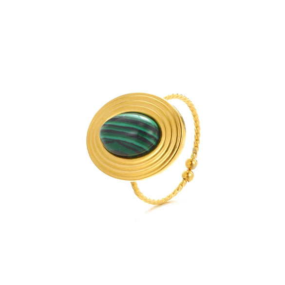 Wholesale Ring Stainless Steel Turquoise Inlaid Geometric Retro Unisex Women