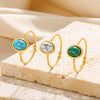 Wholesale Ring Stainless Steel Turquoise Inlaid Geometric Retro Unisex Women