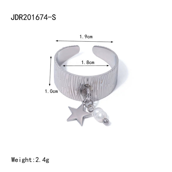 Wholesale Ring Stainless Steel Ushape Star Pendant Electroplating Women's Jewelry