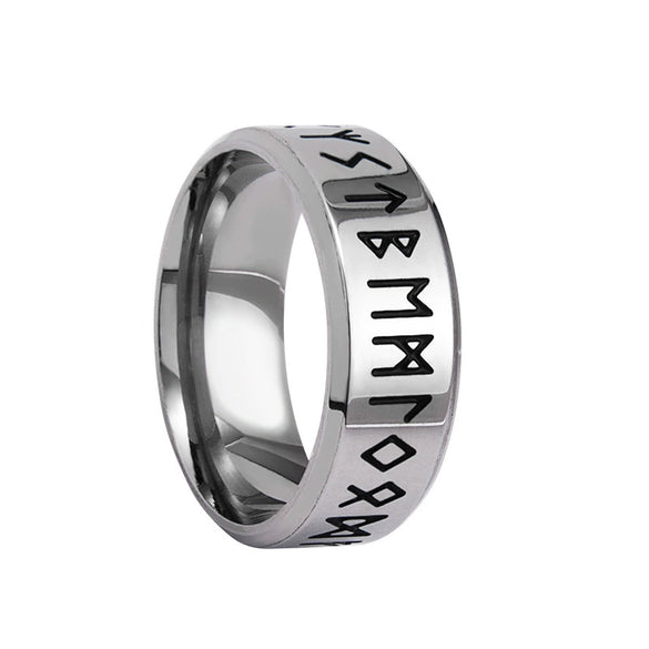 Wholesale Ring Stainless Steel Viking Style With Letters Numbers Text Electroplated
