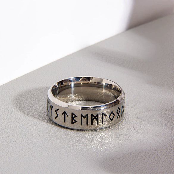 Wholesale Ring Stainless Steel Viking Style With Letters Numbers Text Electroplated