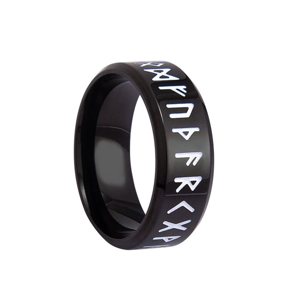 Wholesale Ring Stainless Steel Viking Style With Letters Numbers Text Electroplated