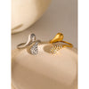 Wholesale Ring Stainless Steel Water Drop Shaped Rhinestone Electroplated
