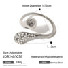 Wholesale Ring Stainless Steel Water Drop Shaped Rhinestone Electroplated