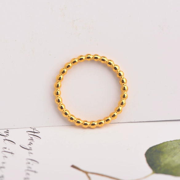 Wholesale Ring Stainless Steel Wave Round Bead Cold Style Geometry Unisex