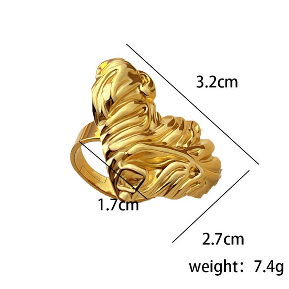 Wholesale Ring Stainless Steel Wiredrawing Heart Shape 18K Gold Plated Simple Light Luxury Fashion