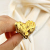 Wholesale Ring Stainless Steel Wiredrawing Heart Shape 18K Gold Plated Simple Light Luxury Fashion