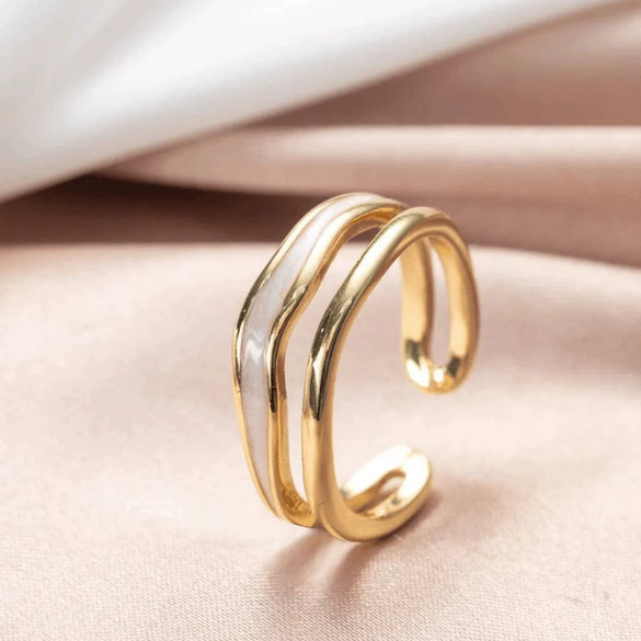 Wholesale Ring 925 Sterling Silver Doublelayer Epoxy Enamel Geometric Style Electroplated For Women