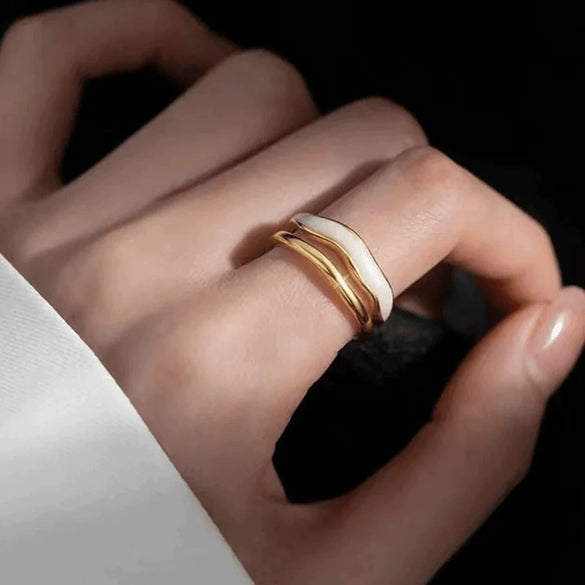 Wholesale Ring 925 Sterling Silver Doublelayer Epoxy Enamel Geometric Style Electroplated For Women