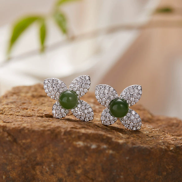 Wholesale Ring 925 Sterling Silver Flower Pattern Light Luxury Design Set With Gems For Women