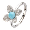 Wholesale Ring 925 Sterling Silver Flower Pattern Light Luxury Design Set With Gems For Women