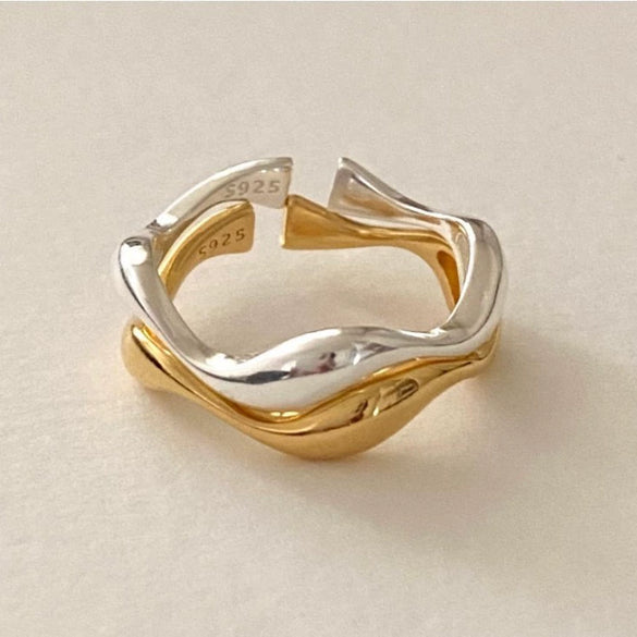 Wholesale Ring 925 Sterling Silver Geometric Electroplated Natural Curve