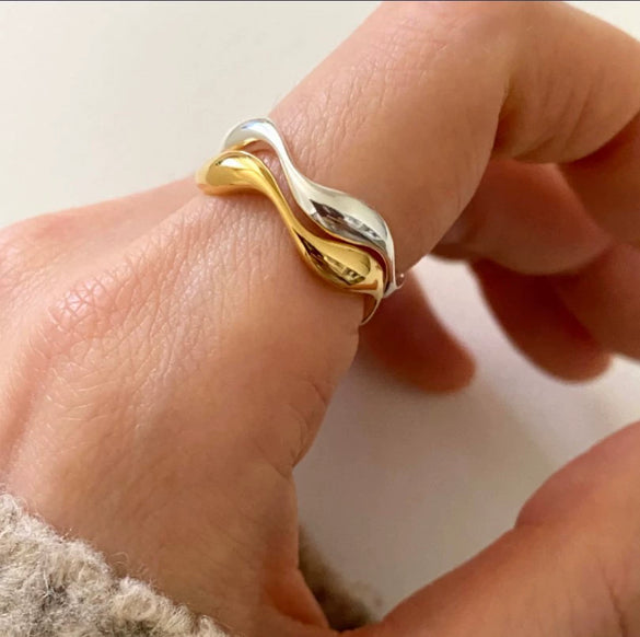 Wholesale Ring 925 Sterling Silver Geometric Electroplated Natural Curve