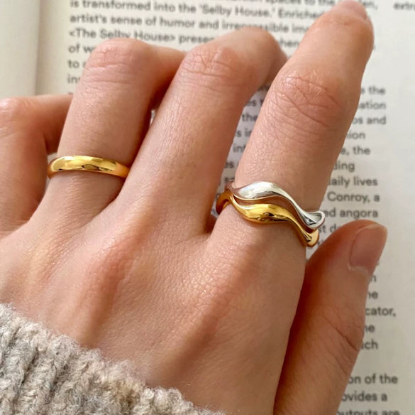 Wholesale Ring 925 Sterling Silver Geometric Electroplated Natural Curve
