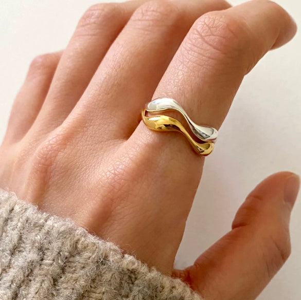 Wholesale Ring 925 Sterling Silver Geometric Electroplated Natural Curve