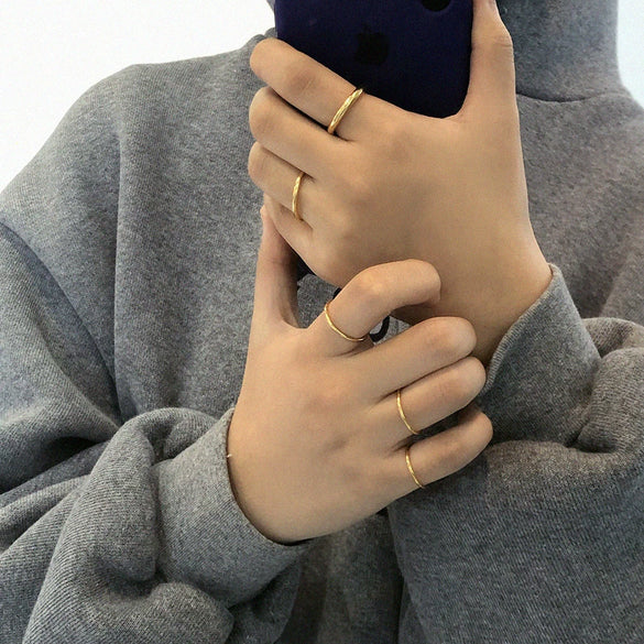 Wholesale Ring 925 Sterling Silver Geometric Electroplated Simple Thin Ring