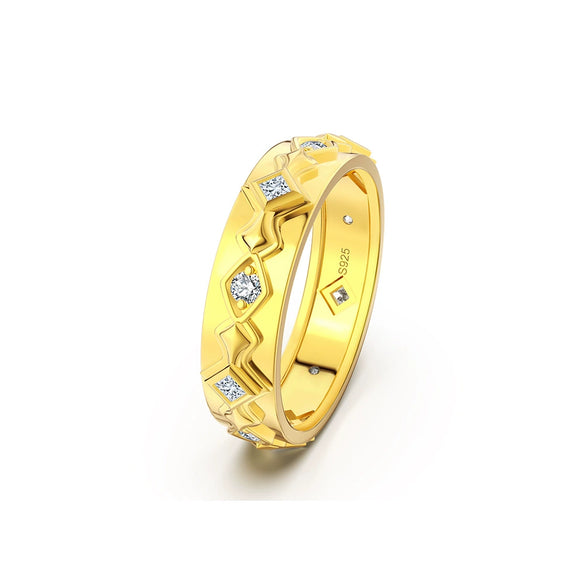Wholesale Ring 925 Sterling Silver Geometric Electroplated