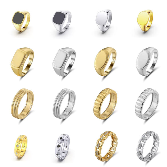 Wholesale Ring 925 Sterling Silver Geometric Electroplated