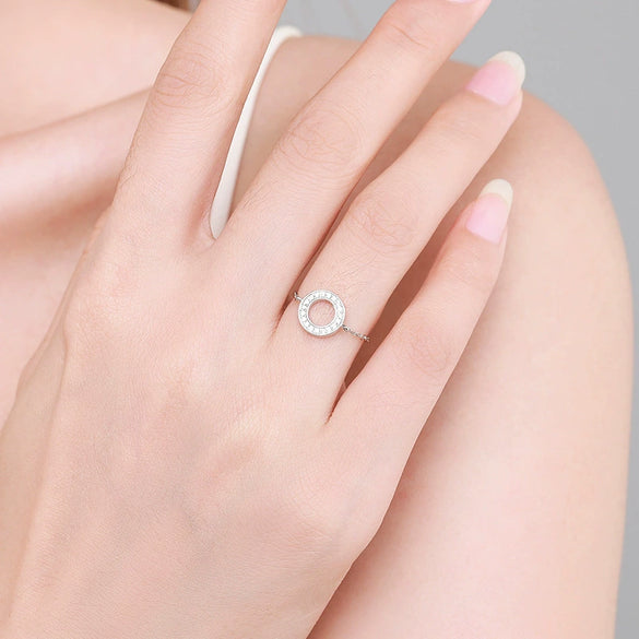 Wholesale Ring 925 Sterling Silver Geometric Hollow Microinlay Seiko Design Women's Jewelry