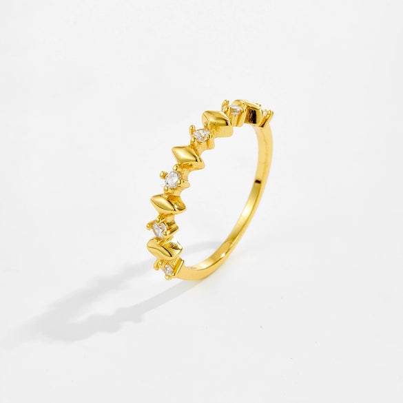 Wholesale Ring 925 Sterling Silver Geometric Irregular Design Microinlaid Zircon Electroplated