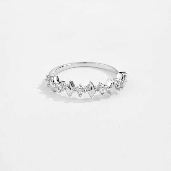 Wholesale Ring 925 Sterling Silver Geometric Irregular Design Microinlaid Zircon Electroplated