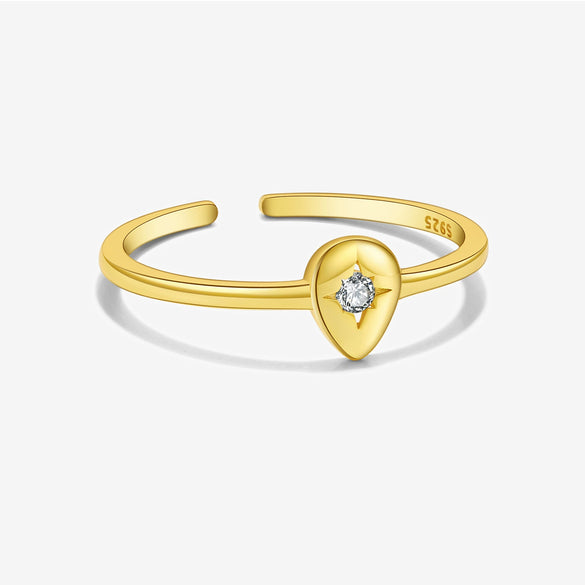 Wholesale Ring Sterling Silver Geometric Irregular Design Microinlaid Zircon Opening Adjustable Electroplated Platinum 18K Gold Unisex