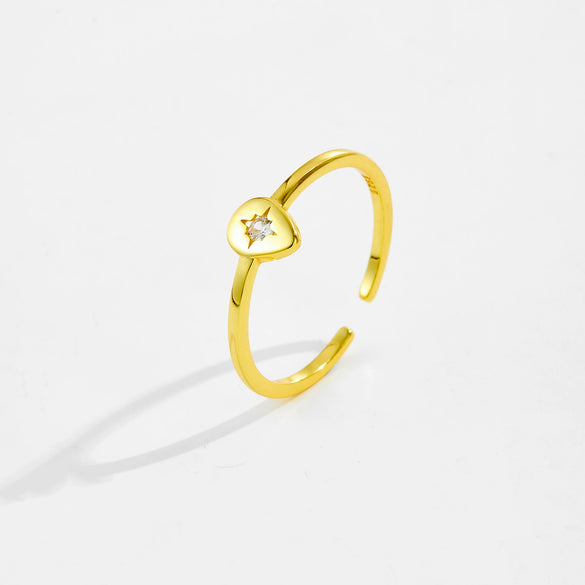 Wholesale Ring Sterling Silver Geometric Irregular Design Microinlaid Zircon Opening Adjustable Electroplated Platinum 18K Gold Unisex