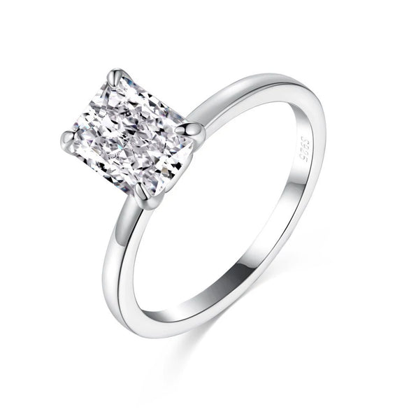 Wholesale Ring 925 Sterling Silver Geometric Light Luxury Style With Snowflake Cut Zircon And Simulation Diamond Electroplated For Women