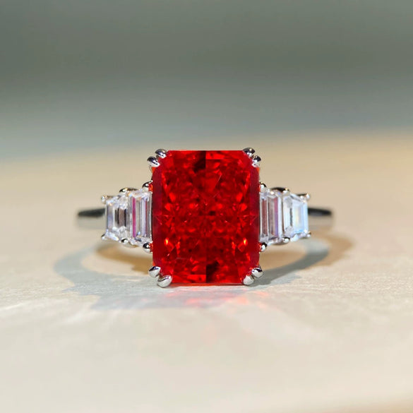 Wholesale Ring 925 Sterling Silver Geometric Style Ice Flower Cut Electroplating