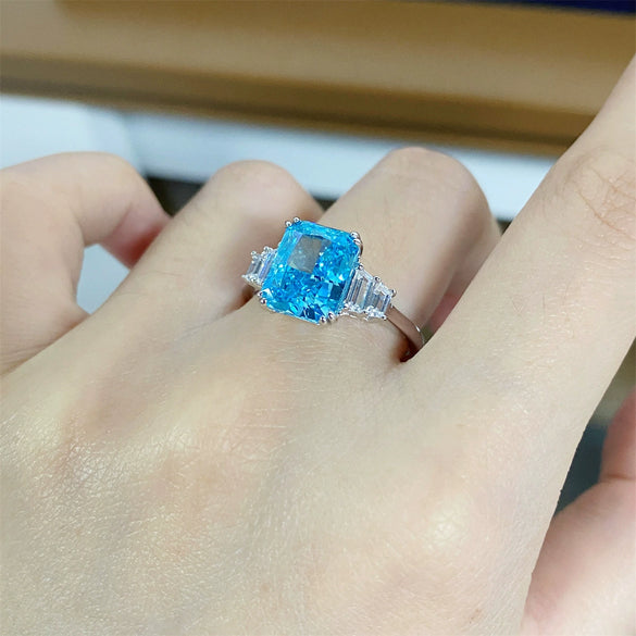 Wholesale Ring 925 Sterling Silver Geometric Style Ice Flower Cut Electroplating