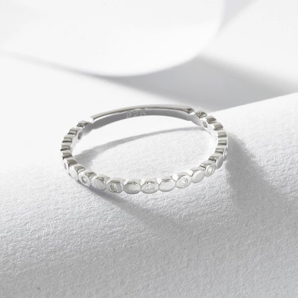 Wholesale Ring Sterling Silver Geometric Zircon Set With Diamonds Women's Simple Luxury Style