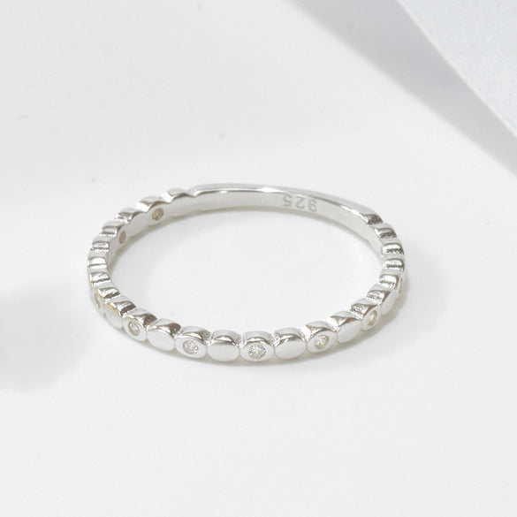 Wholesale Ring Sterling Silver Geometric Zircon Set With Diamonds Women's Simple Luxury Style