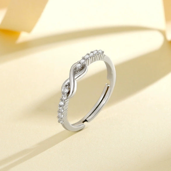 Wholesale Ring 925 Sterling Silver Infinite Love Diamondencrusted With Letters Numbers Text Simple Style