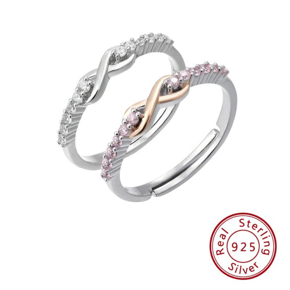 Wholesale Ring 925 Sterling Silver Infinite Love Diamondencrusted With Letters Numbers Text Simple Style