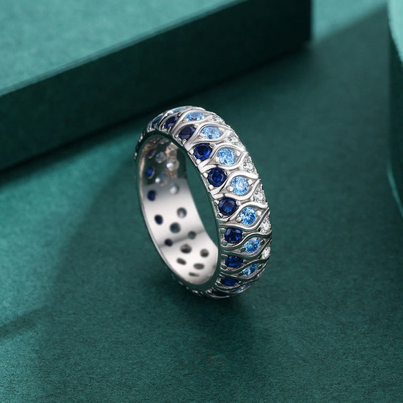 Wholesale Ring 925 Sterling Silver Inlaid Colored Diamond Geometric Light Luxury Style