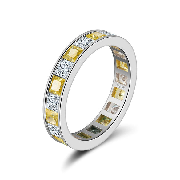 Wholesale Ring Sterling Silver Inlaid Square Zirconium Original Design Geometric Electroplated