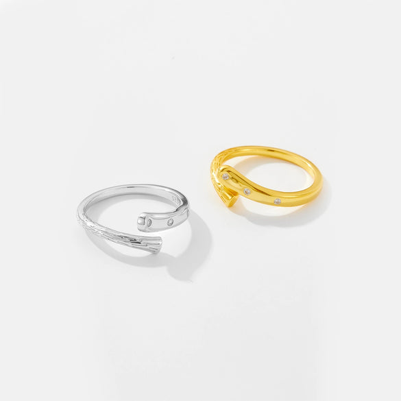 Wholesale Ring 925 Sterling Silver Irregular Geometric Electroplated Platinum 18K Gold Unisex