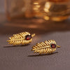 Wholesale Ring 925 Sterling Silver 18K Gold Plated Leaf Pattern Retro Style