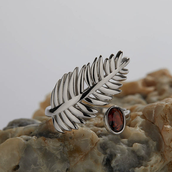 Wholesale Ring 925 Sterling Silver 18K Gold Plated Leaf Pattern Retro Style