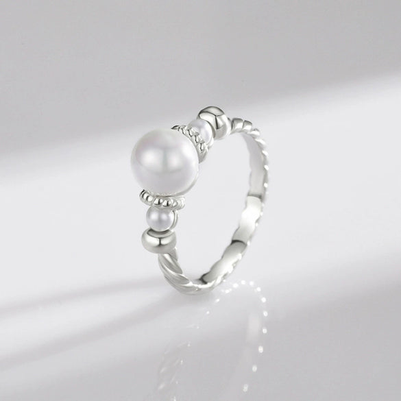 Wholesale Ring 925 Sterling Silver Literary Natural Geometric Inlaid With Pearls