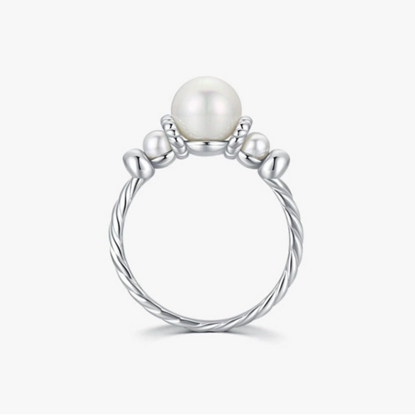 Wholesale Ring 925 Sterling Silver Literary Natural Geometric Inlaid With Pearls