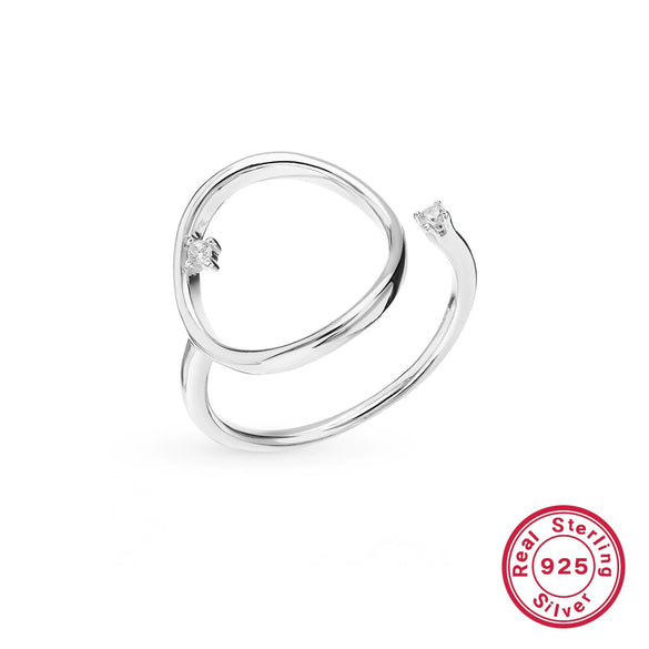 Wholesale Ring 925 Sterling Silver Microinlaid Zircon Geometric Electroplated