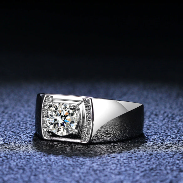 Wholesale Ring 925 Sterling Silver Platinum Plated Moissanite Geometric Simple Style For Women